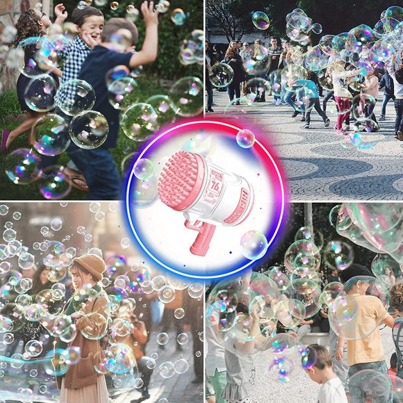 New Super Bubble Gun Machine Pink Ages 3+ Toy - Picture 2 of 6